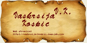 Vaskrsija Košpić vizit kartica